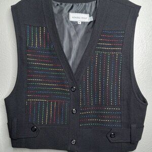100% Anglo wool Vintage Howard black vest Size 16